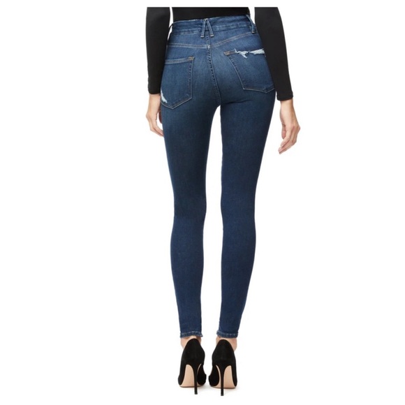 Good American GOOD Good Waist High Rise Raw Hem Ankle Skinny Jeans / Blue 309 - Picture 3 of 6